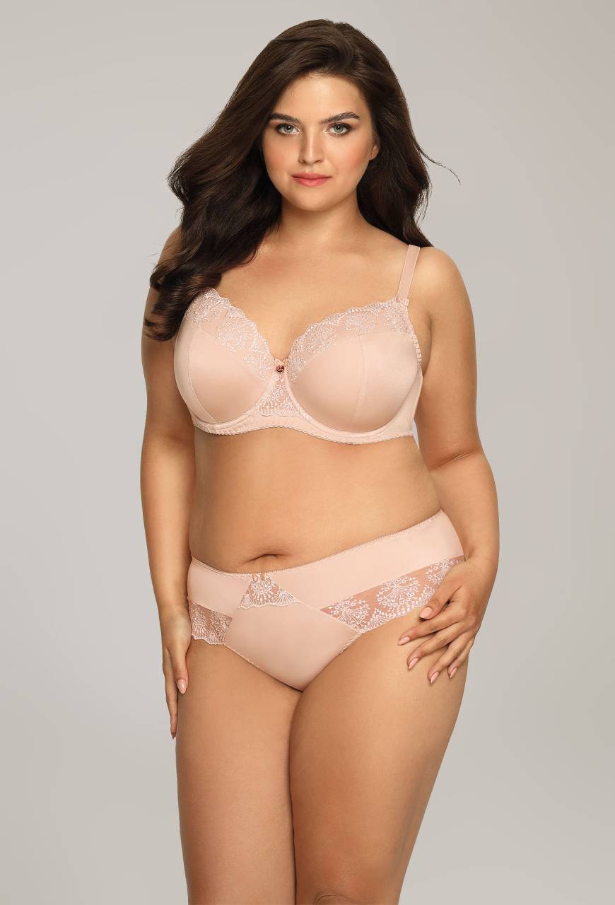Brazyliany AVA beżowe – eleganckie z haftem AV 1924/B Beige