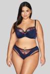 Figi AVA majtki granatowe, haft kwiatowy, eleganckie – AV 2119 Navy Blue