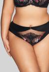 Brazyliany AVA majtki czarne, kwiatowy haft  - AV 2122/B Black