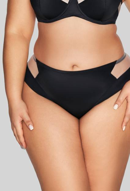 Figi AVA czarne, klasyczne, cielisty tiul - AV 2136 Black