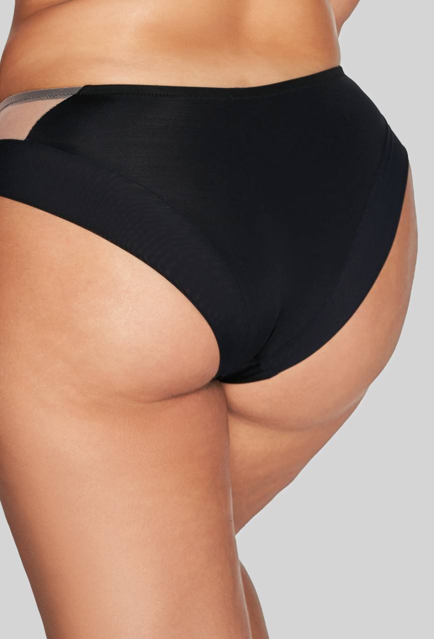 Figi AVA czarne, klasyczne, cielisty tiul - AV 2136 Black