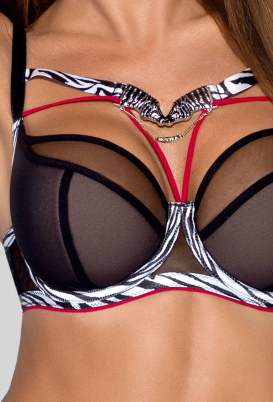 Biustonosz czarny NOVIKA z taśmami – GISELLE N° 02 SEMI SOFT BLACK