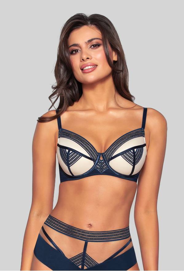 Biustonosz NOVIKA beżowe miseczki  - LOUNA N° 01 PUSH UP MARINE