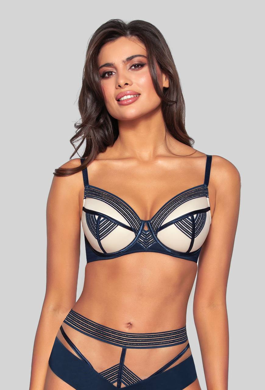 Biustonosz NOVIKA beżowe miseczki  - LOUNA N° 01 PUSH UP MARINE