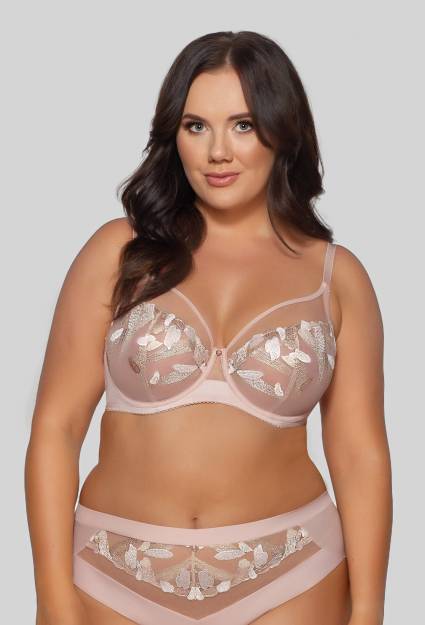Biustonosz AVA pudrowy, złoty haft – AV 2082 Soft Blush