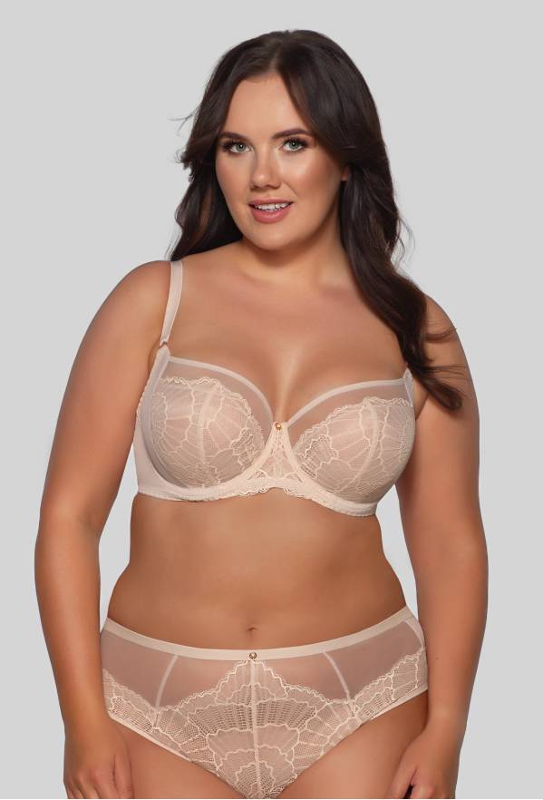 Biustonosz AVA beżowy, miękki, koronkowy – AV 2109 Soft Beige