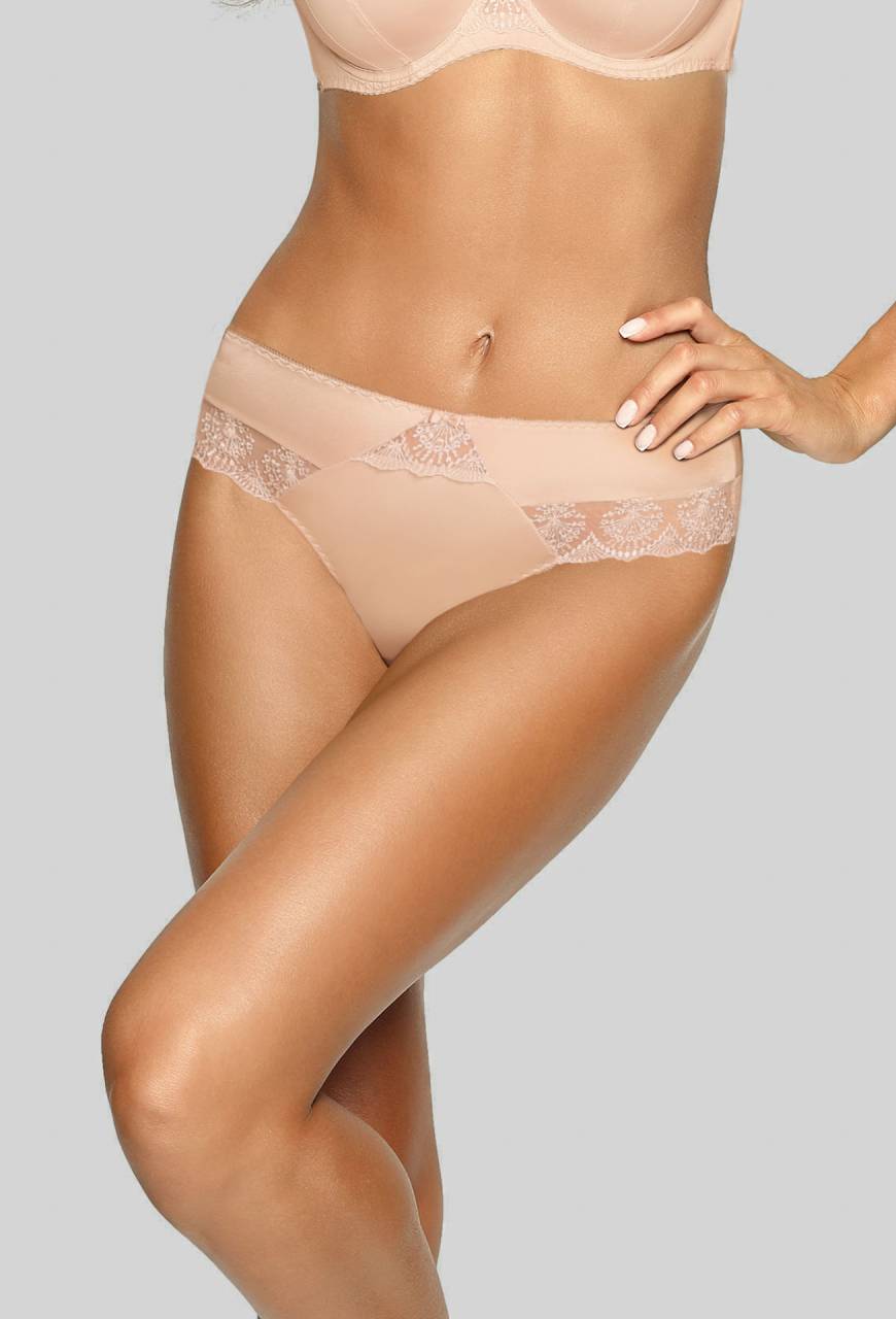 Figi AVA klasyczne beżowe – eleganckie z haftem AV 1922 Beige