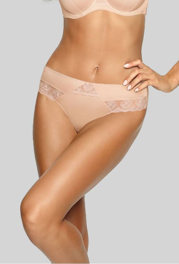 Brazyliany AVA beżowe – eleganckie z haftem AV 1922/B Beige