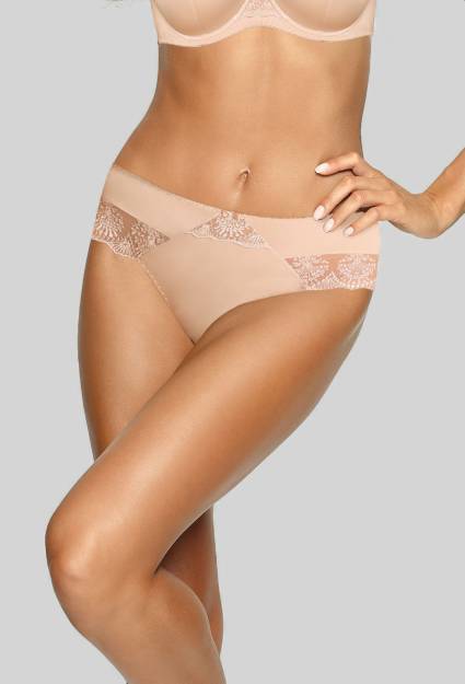 Brazyliany AVA beżowe – eleganckie z haftem AV 1924/B Beige