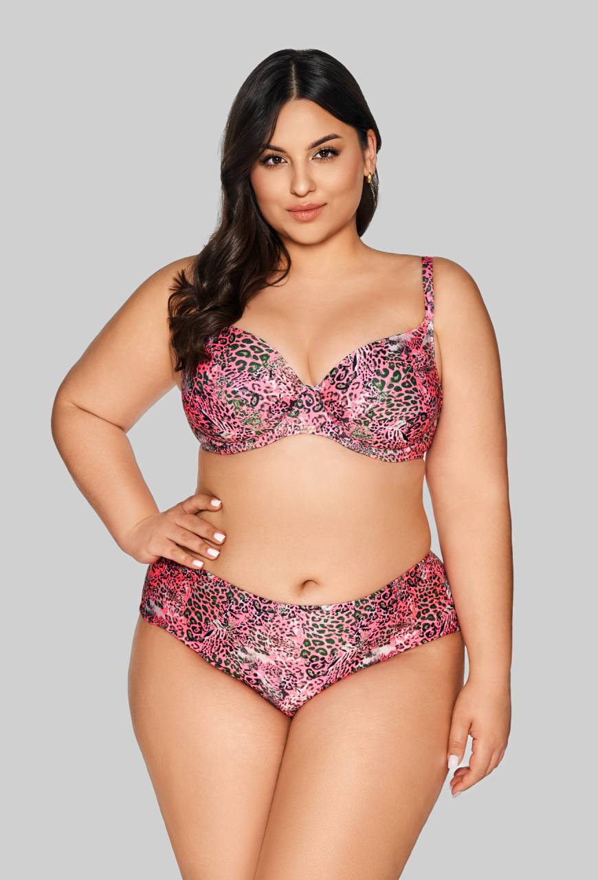 Różowe Brazyliany Kąpielowe w Panterkę - SF 217/5 Pink