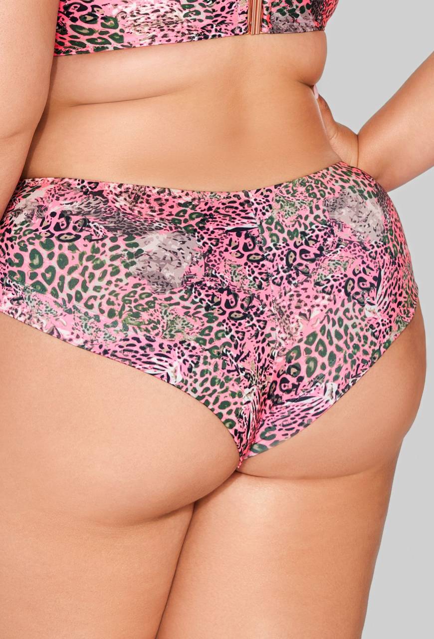 Różowe Brazyliany Kąpielowe w Panterkę - SF 217/5 Pink