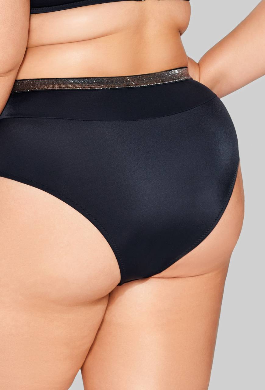 Czarne Figi Kąpielowe z Ozdobną Taśmą - SF 224/15 BLACK