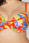 Neonowy Biustonosz Kąpielowy Full Cup w kwiaty - SK 226 VIVID ORANGE