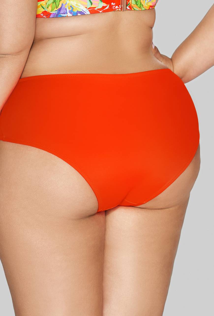 Neonowe figi kąpielowe z kwiatowym motywem - SF 227/3 VIVID ORANGE