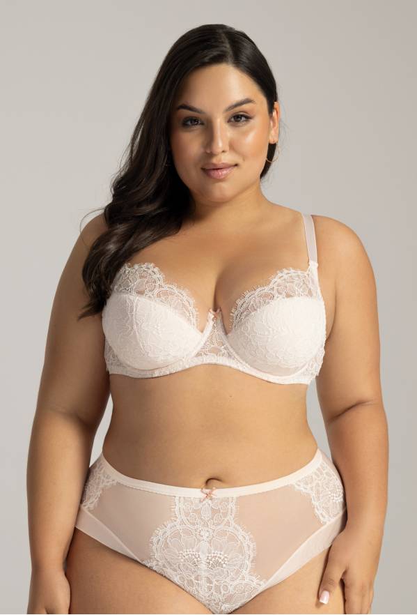 Biustonosz AVA Semi Soft Marschmallow - półusztywniany, koronkowy AV 2147
