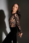 Body 024 Black – eleganckie body z tiulu i weluru