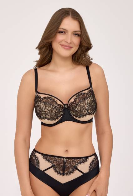 Biustonosz AV 2229 Black Semi Soft – elegancka koronka z rzęskami