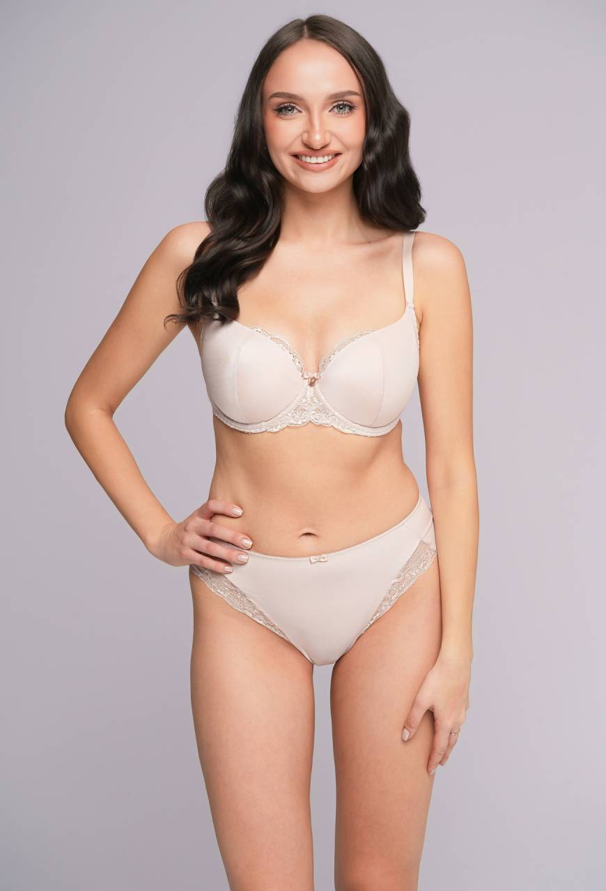Biustonosz AV 2256 Beige – elegancki biustonosz half cup z koronką