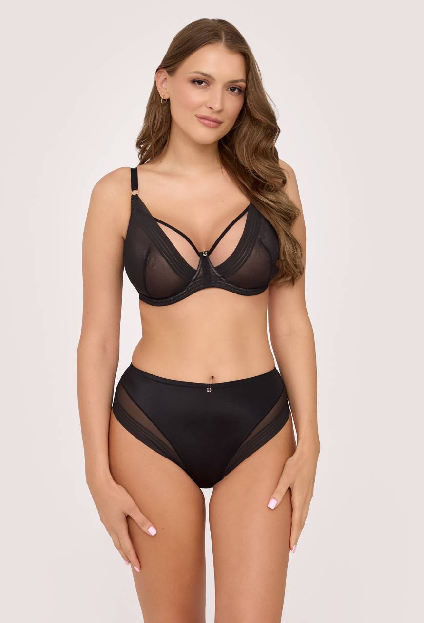 Figi AV 2231 Black – eleganckie, czarne, z transparentną siateczką